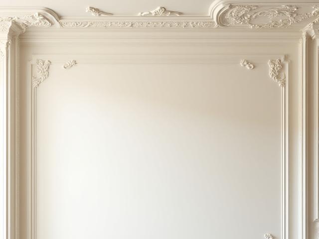 Ornate crown molding in a formal dining room