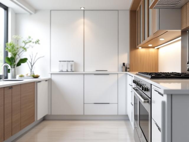 Custom culinary kitchen cabinetry with integrated appliances