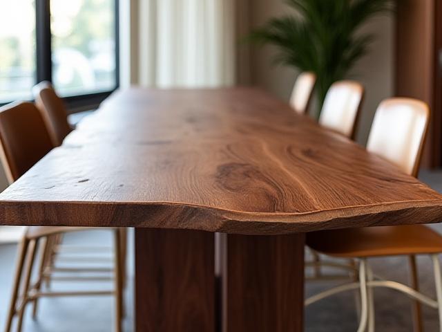Artisanal custom dining table being handcrafted